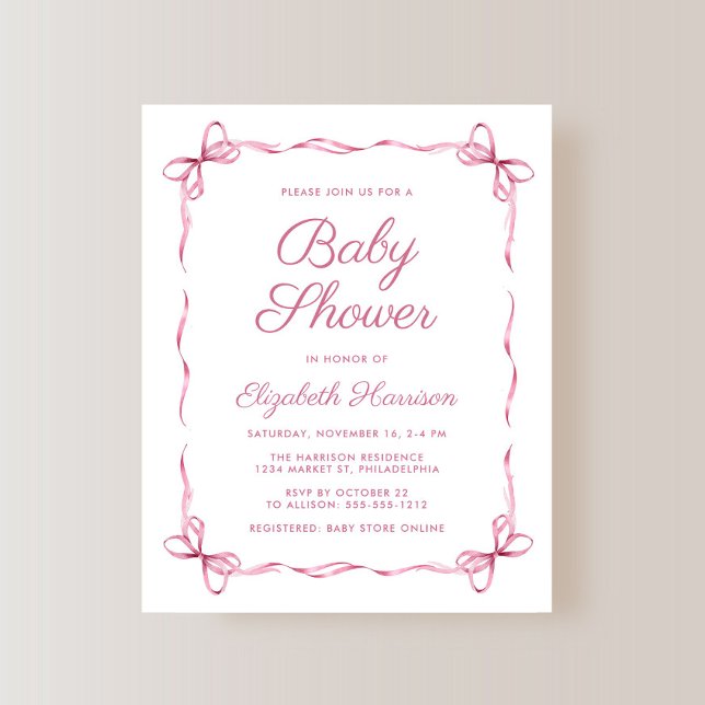 Budget Coquette Bows Pink Baby Girl Dusche (Von Creator hochgeladen)