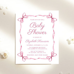 Budget Coquette Bows Pink Baby Girl Dusche
