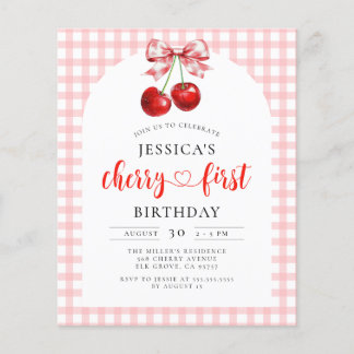 Budget Coquette Cherry Erster Geburtstag Einladung
