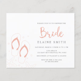 Budget Coral Flip Flops Beach Brautparty Einladung