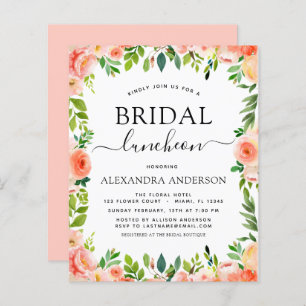 Budget Coral Peach Brautparty Luncheon