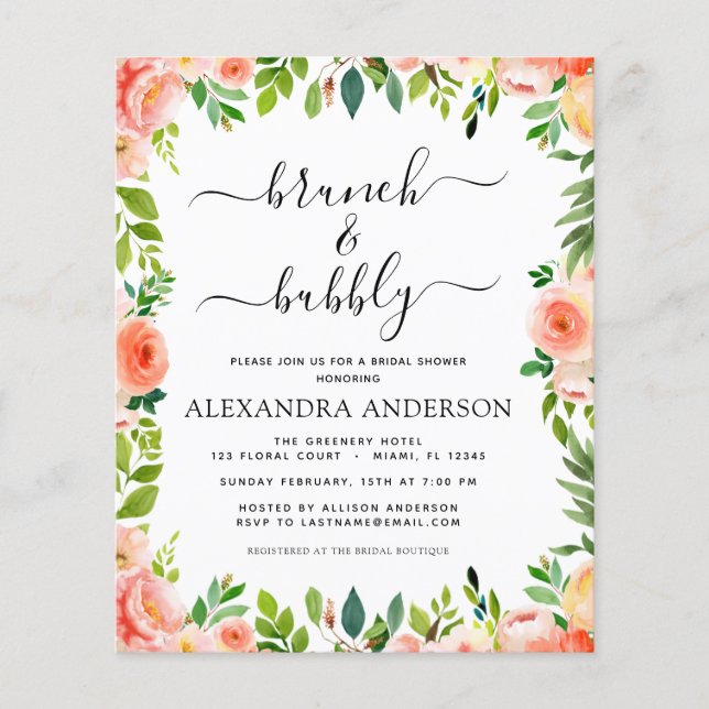 Budget Cornflasche Brunch & Bubbly Brautparty Flyer (Vorne)