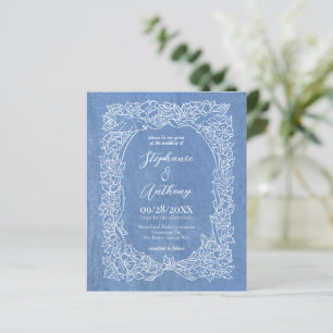Budget Cornflower Blue Floral Wedding Einladung