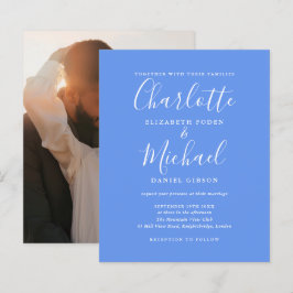 Budget Cornflower Blue Foto Hochzeit Einladung