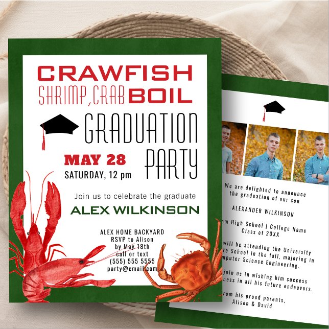 BUDGET Crawfish Boil 3 Foto GRAD Party Einladung Flyer (Von Creator hochgeladen)