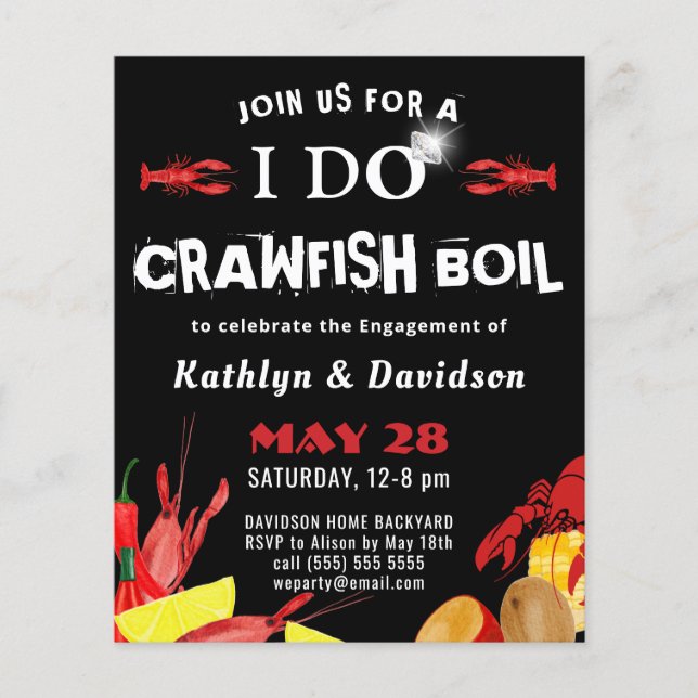 BUDGET Crawfish Boil I DO Verlobung Einladung (Vorderseite)