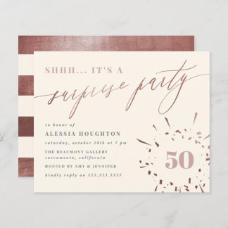 Budget Creme & Rose Gold Script Überraschendes Par