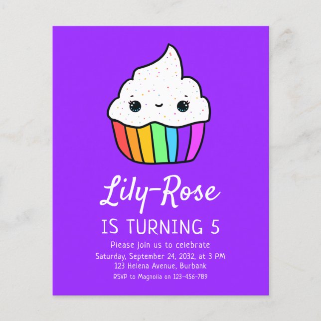 Budget Cupcake Kid's Geburtstagsparty Einladung (Vorderseite)