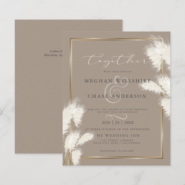 Budget Custom Abby2 Elegante Elfenbeinpampas Grass (Vorne/Hinten)