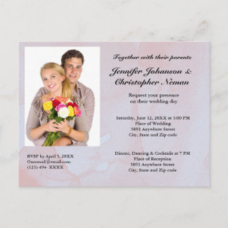 Budget Custom Foto Lavender Mist Marble Wedding Postkarte
