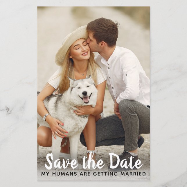 Budget Custom Foto Wedding Dog Save the Date Card (Vorderseite)