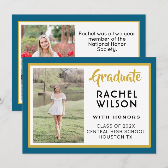 Budget Custom Photos Graduation Announcement Card Mitteilungskarte (Vorne/Hinten)