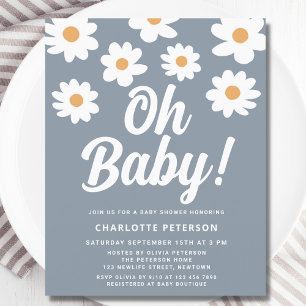 Budget Daisy Blue Baby Dusche Einladung