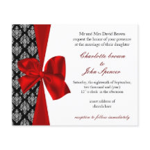 Budget Damask Black Red Wedding Einladung