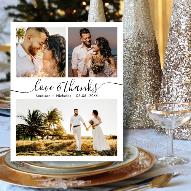 Budget Danke 3 Foto Hochzeit Danke Karte (Von Creator hochgeladen)