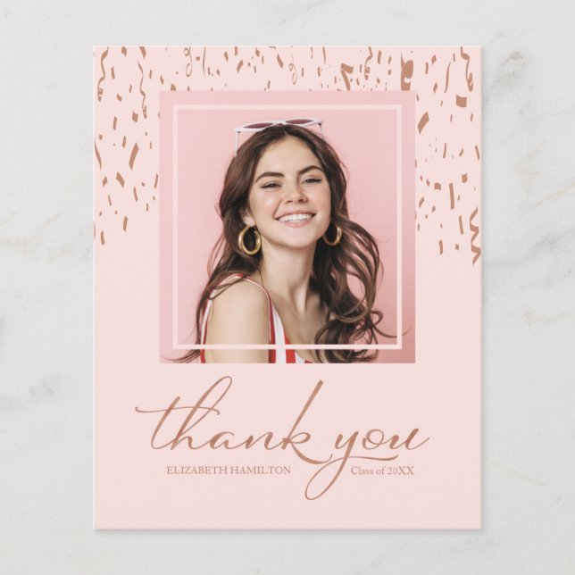 Budget Danke, Card Confetti Abschluss Foto (Vorderseite)