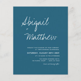 Budget Dark Aquamarin Minimalistisch Wedding Einla Flyer