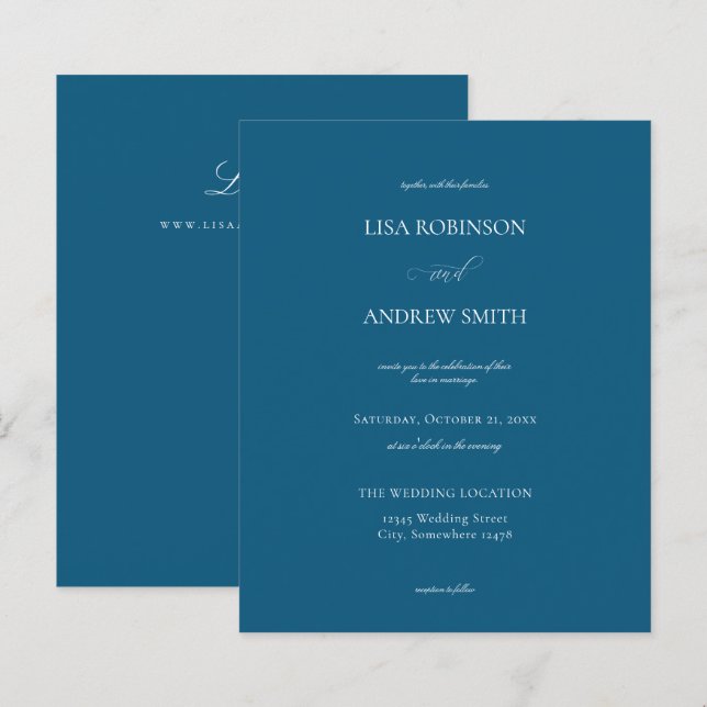 Budget Dark Blue Calligraphy Wedding (Vorne/Hinten)