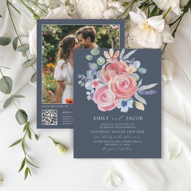 Budget Dark Blue Rose Floral Watercolor Wedding (Von Creator hochgeladen)