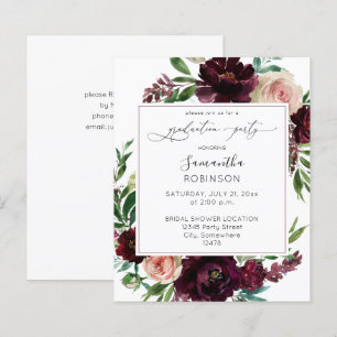 Budget Dark Burgundy & Pink Floral Graduation Part