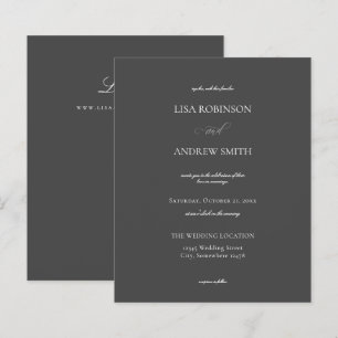 Budget Dark Gray Calligraphy Wedding