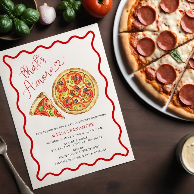 Budget Das ist mehr italienisches Pizza Brautparty (Thats Amore Italian Pizza Party Bridal Shower Invitation)