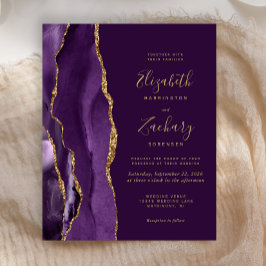 Budget Deep Lila Gold Agate Hochzeit Einladung