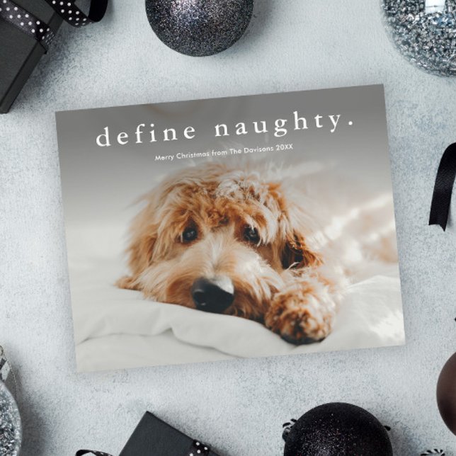 Budget Definition Naughty Funny Past Weihnachtskar (Funny Naughty Pet Photo Christmas Holiday Card.)