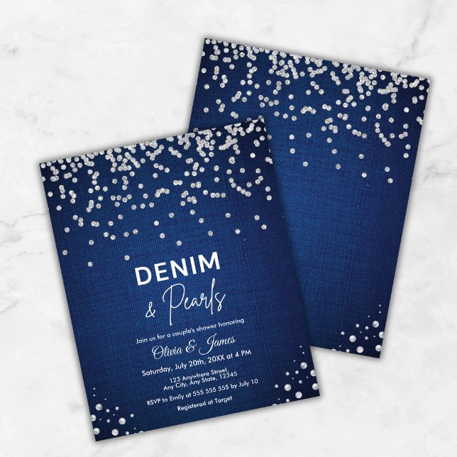 Budget Denim and Pearls Couple's Dusche Einladung (Budget Denim and Pearls Couple's Shower Invitation )