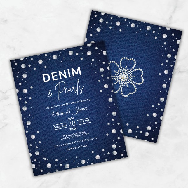 Budget Denim and Pearls Couple's Shower Einladung (Budget Denim and Pearls Couple's Shower Invite )