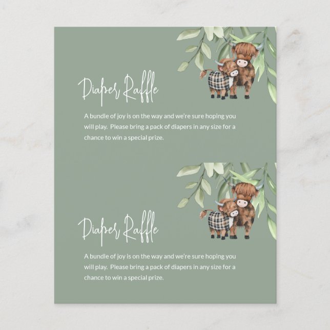 Budget Diaper Raffle Kuh Grünenkarte 2 in 1 (Vorderseite)