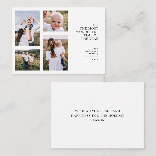 Budget Die schönste Zeit Weihnachten Multi-Foto Mitteilungskarte (Vorne/Hinten)