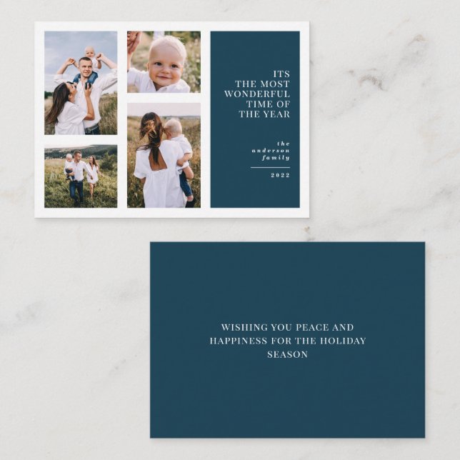 Budget Die schönste Zeit Weihnachten Multi-Foto Mitteilungskarte (Vorne/Hinten)