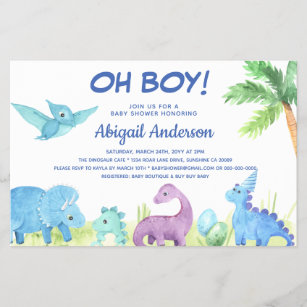 BUDGET Dinosaur Oh Boy Baby Dusche Einladung