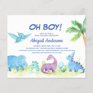 BUDGET Dinosaur Oh Boy Baby Dusche Einladung