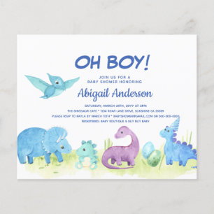 BUDGET Dinosaur Oh Boy Baby Dusche Einladung Flyer