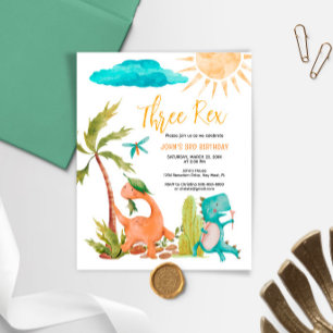 Budget Dinosaur Three Rex Geburtstagseinladung