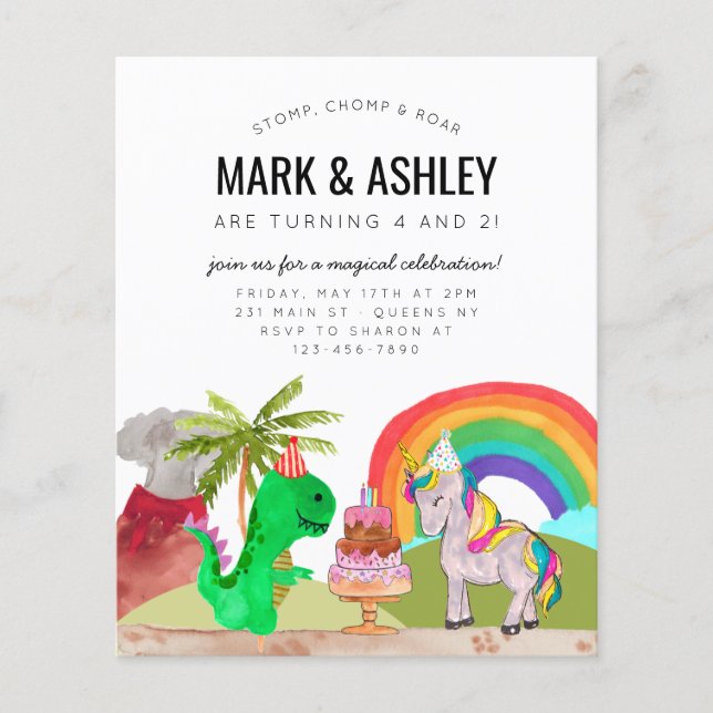 Budget Dinosaur Unicorn Cake Candle Joint Geburtst (Vorderseite)