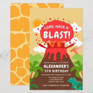 Budget Dinosaur Volcano Kindergeburtstag Einladung