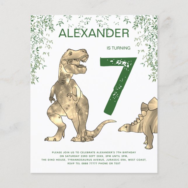 Budget Dinosaurier Dungle Birthday Party Flyer (Vorne)