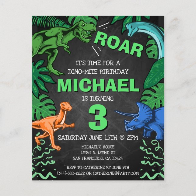 Budget Dinosaurier Kindergeburtstag Dino Trex Chal (Vorderseite)