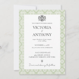 Budget DIY Elegantsage Green Custom Foto Hochzeit Einladung