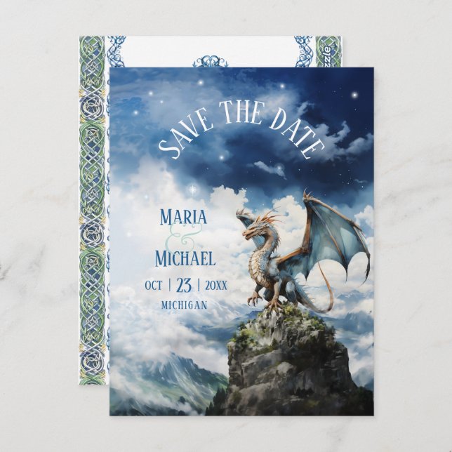 Budget Dragon Wedding Save the Date Postcard Postkarte (Vorne/Hinten)