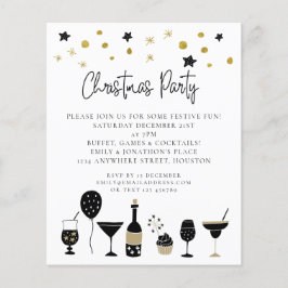 Budget Drinks Gold Black Christmas Party Einladung