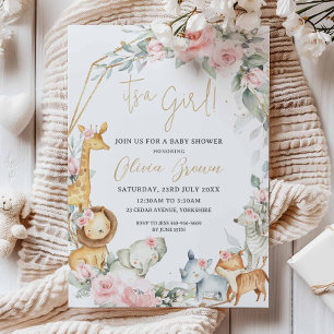Budget Dschungel-Tier-Blumen-Baby-Party-Einladung Mitteilungskarte