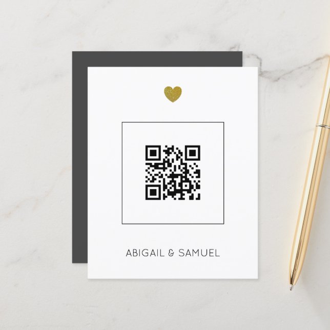 Budget Dunkelgrau QR Code Alles in einer Hochzeit (Vorderseite/Rückseite Beispiel)