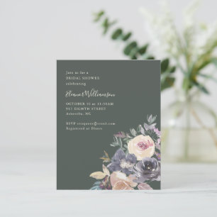 Budget Dunkelgrüne Aquarell-Blumen-Einladung zur B