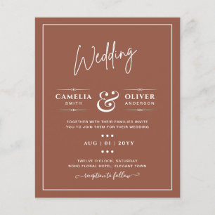 BUDGET Dunkle Terrakotta-Monochrom-Hochzeit Flyer