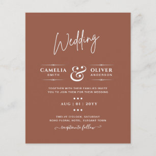 BUDGET Dunkle Terrakotta-Monochrom-Hochzeit Flyer