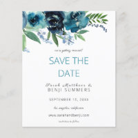 Budget Dusty Blue 2 Floral Save the Date V3